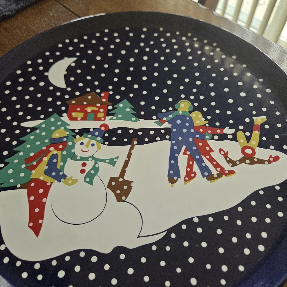 Vintage 1989 Lillian Vernon Winter Snowman Cake Plate